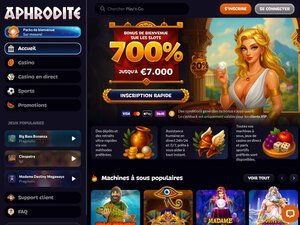 Découvrez l'Aphrodite Casino : Bonus, Free Spins et Jeux de Casino en Ligne